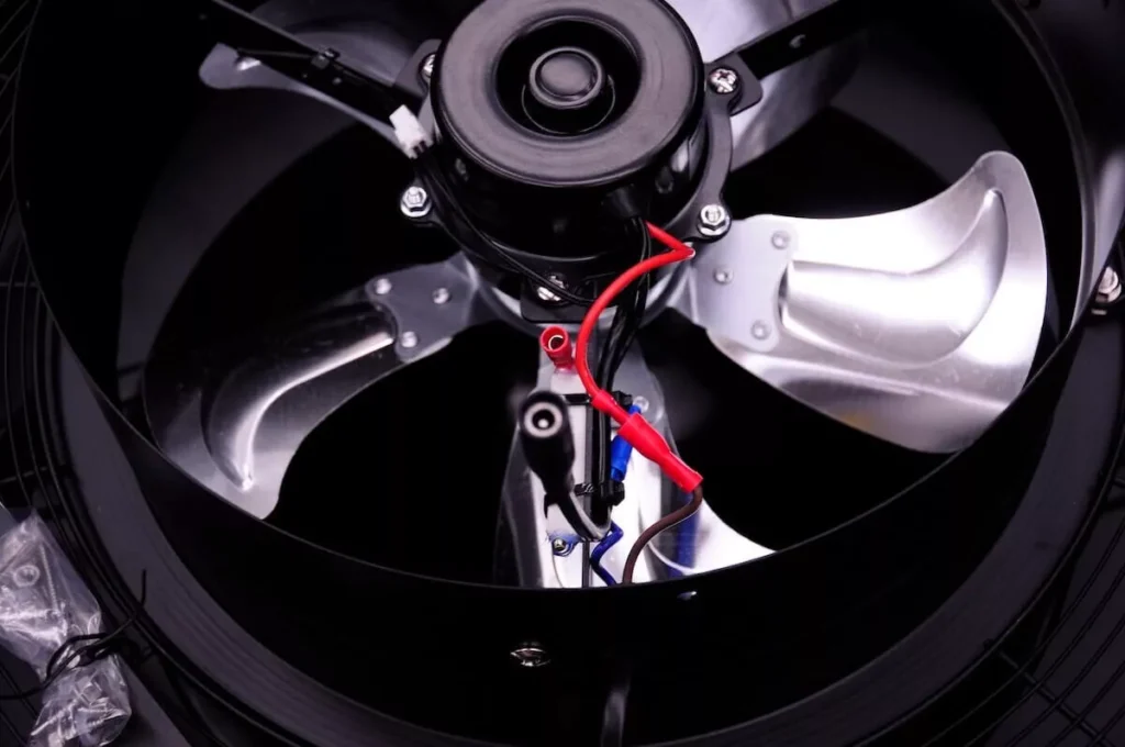 Close-up of a fan's motor