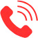 Red telephone icon with waves